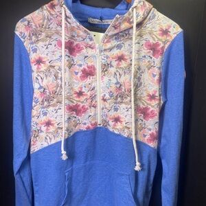 NWT Michelle Mae Multicolor Floral Zip-Up Hoodie